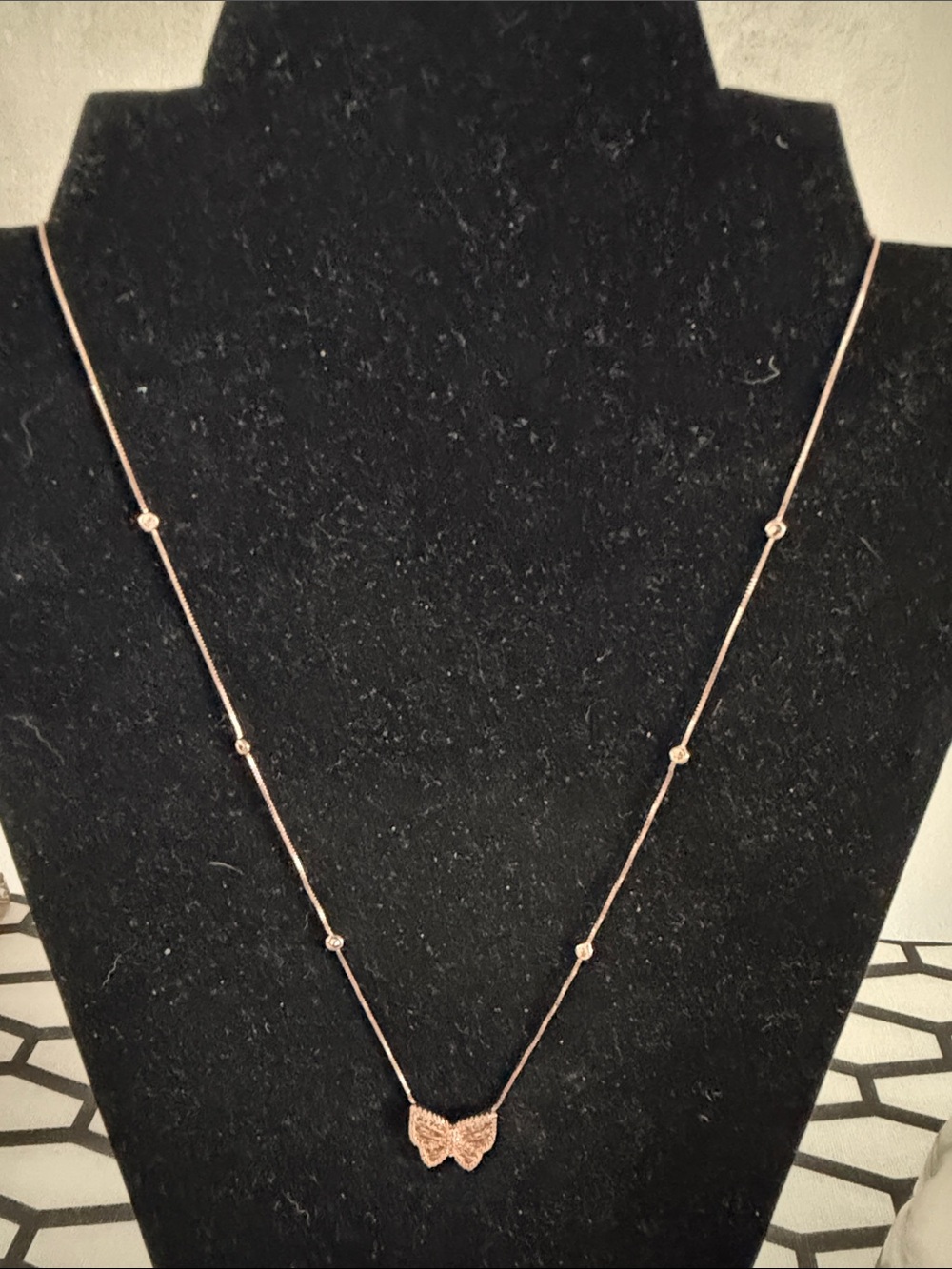 Delicate Rose Gold Butterfly Pendant Necklace